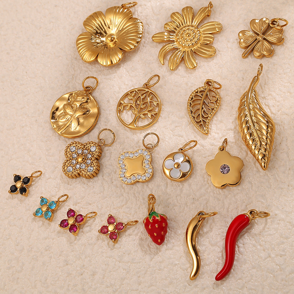 European Style Chili Pepper Pendant Steel 18K Gold JXPJ385-399