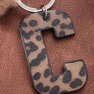 Leopard Letter Keychain | Leather Alphabet Charm | Western