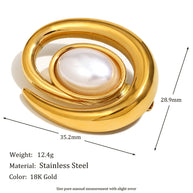 French Conch Pearl Brooch | 18k Gold Plated Stainless Steel