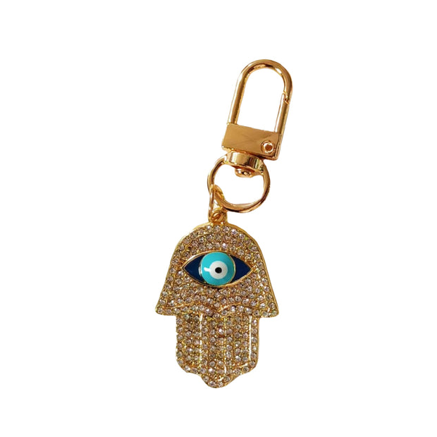 Rhinestones Hamsa Keychain | Evil Eye Heart | Vintage