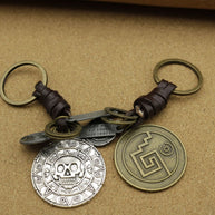 Skull Card Keychain | Braided Leather Vintage Accessory