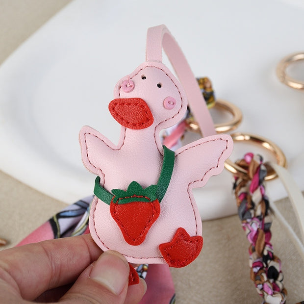 Lucky Duck Keychain | Fashion Leather Tassel Bag Charm Gift
