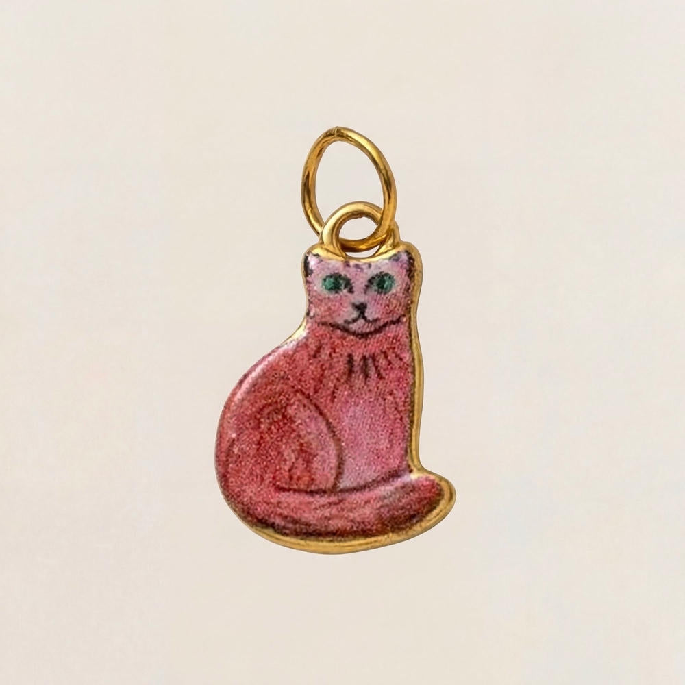 Cute Cat Ceramic Enamel Pendant Steel DIY Jewelry Wholesale