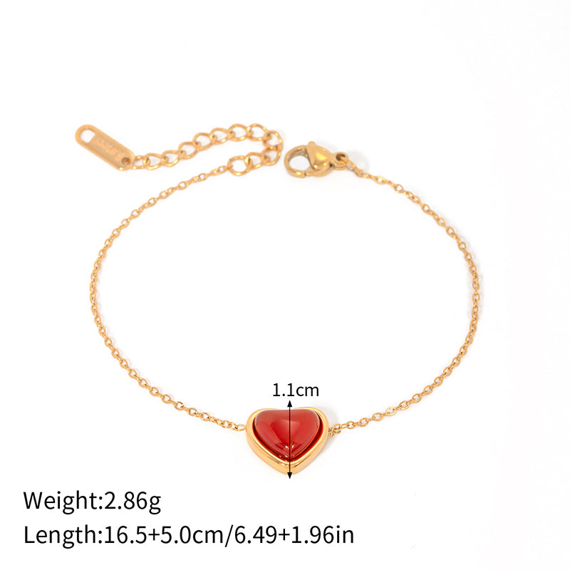 Red Gemstone Heart Bracelet JXBW2312006