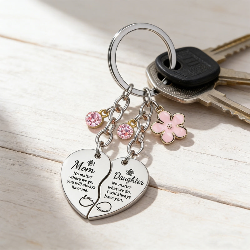Flower Puzzle Keychain | Heart Set | Engrave Steel Gift