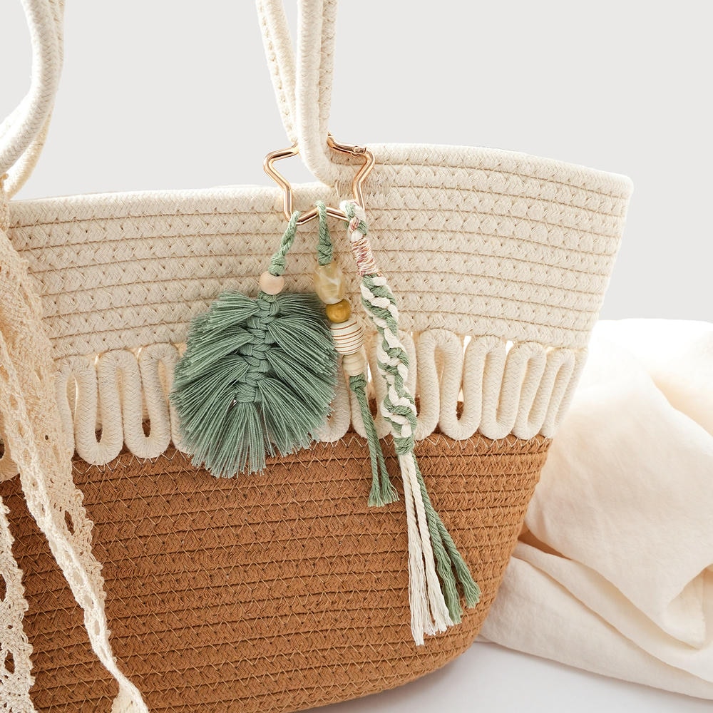 Cotton Spring Tassel Keychain Handmade Woven Fashion Gift