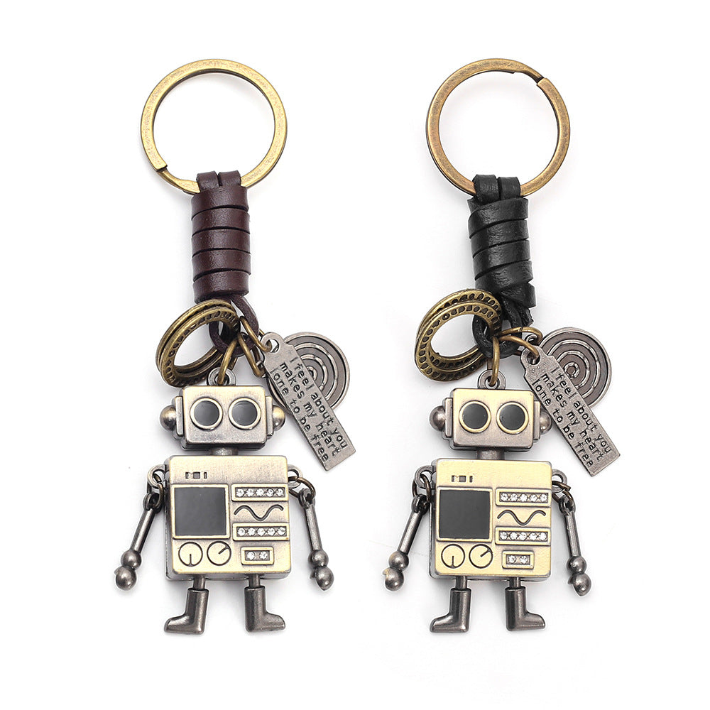 Robot Leather Keychain | Braid Bag Charm | Creative Gift