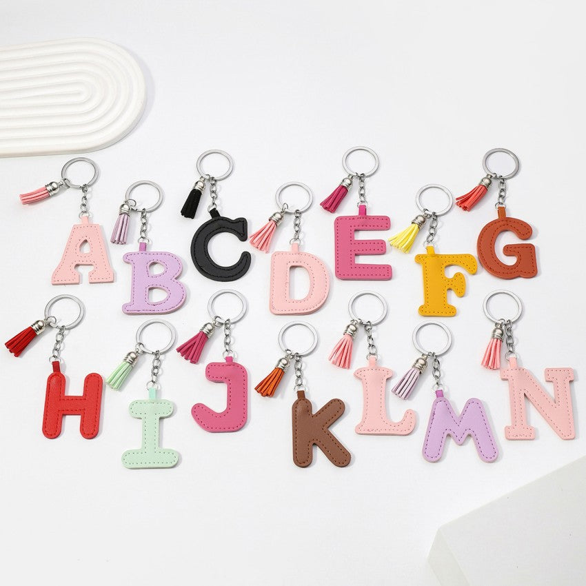 Letter Keychain | PU Leather Tael | Alphabet Charm