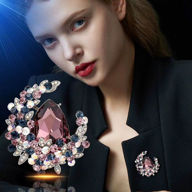 Moonstone Brooch | Crystal Gem Pin | Vintage Luxury JXBS424