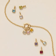 European Colorful 12 Birthstones Pendant Zircon DIY Charm