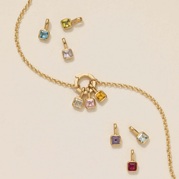 European Colorful 12 Birthstones Pendant Zircon DIY Charm