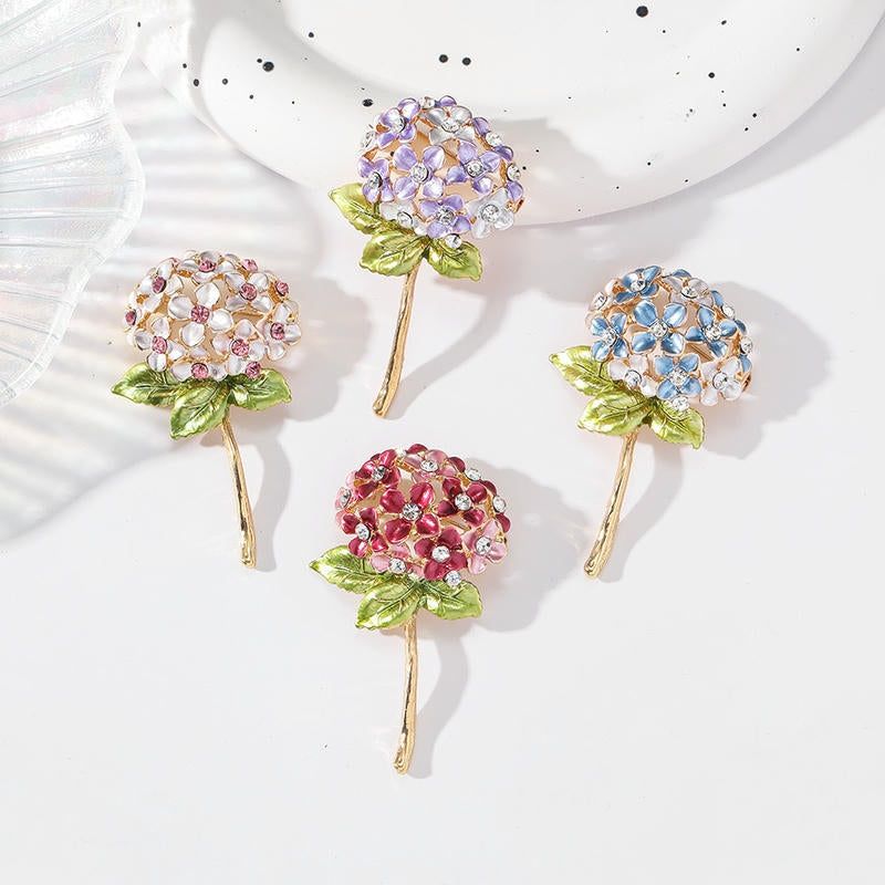 Hydrangea Brooch | Korean Enamel Lapel Pin for Dresses