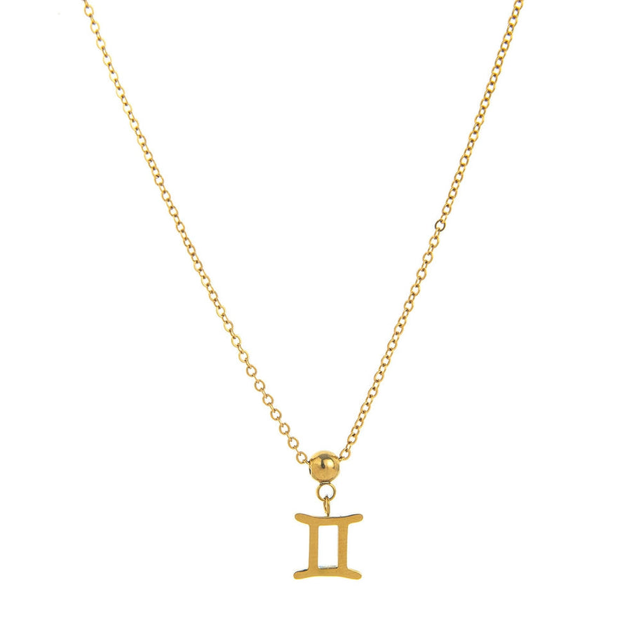 12 Zodiac Sign Charm Pendant Steel 18K Gold Tarnish Resistant