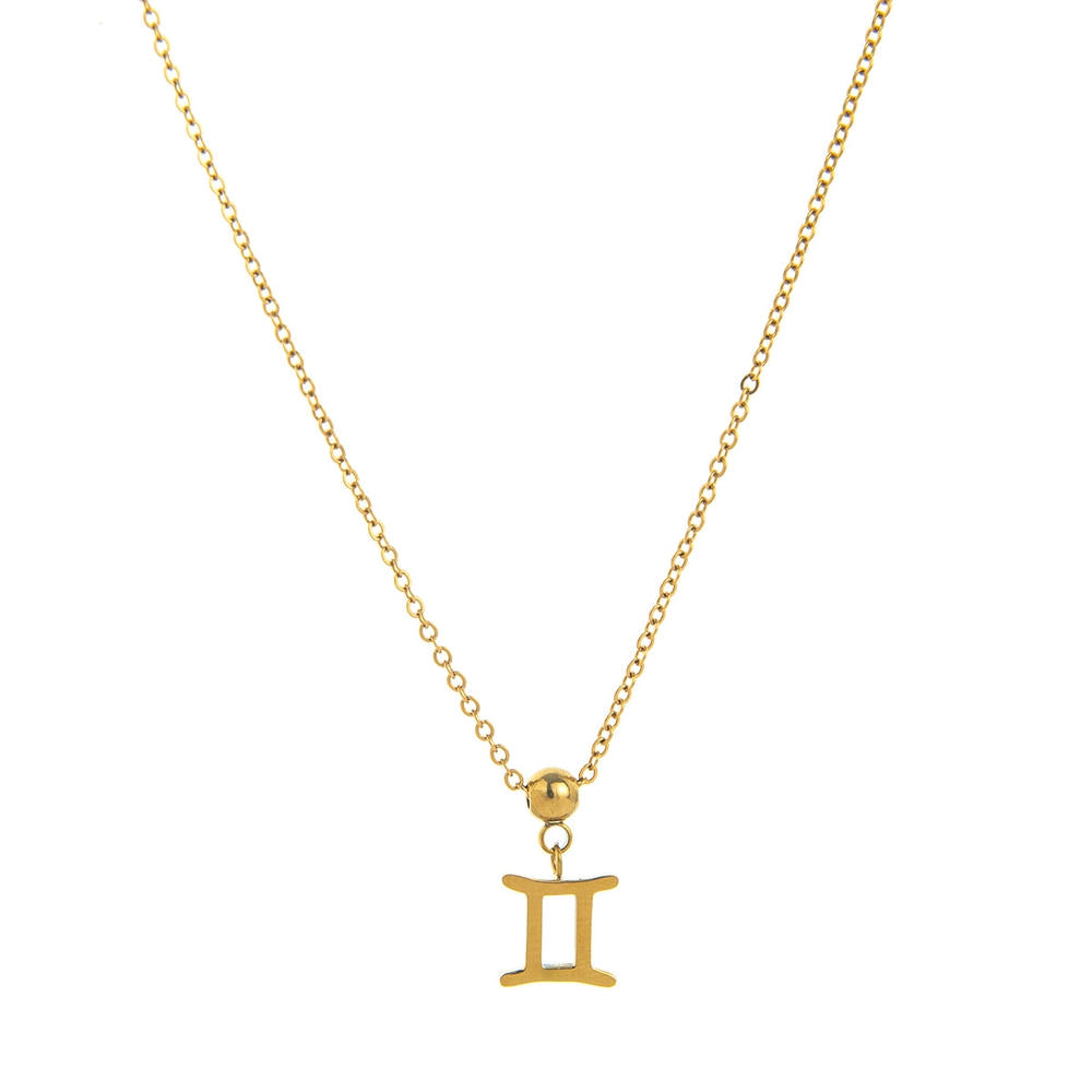 12 Zodiac Sign Charm Pendant Steel 18K Gold Tarnish Resistant