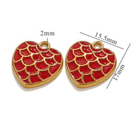European Vintage Dragon Scale Heart Pendant Steel 18K Gold