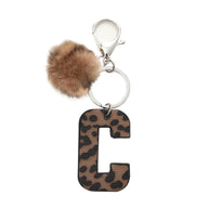 Leopard Letter Keychain | Leather Alphabet Charm | Western