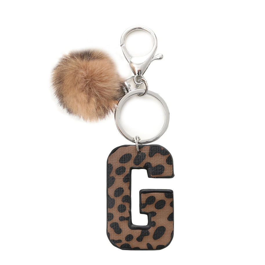 Leopard Letter Keychain | Leather Alphabet Charm | Western
