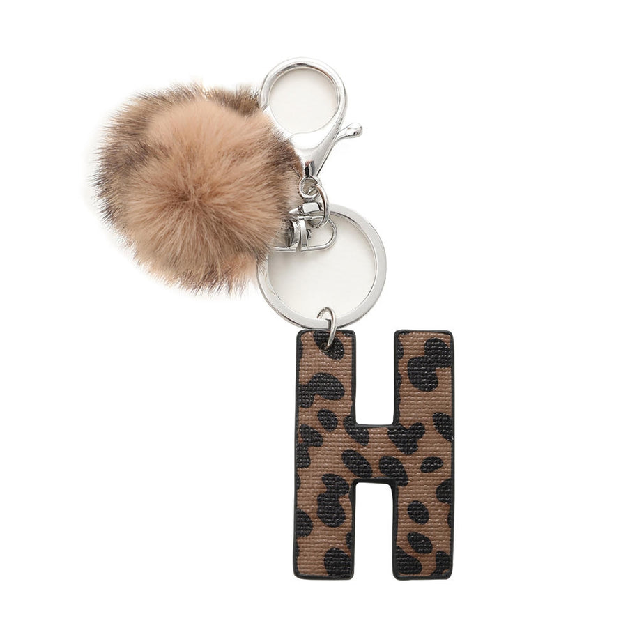 Leopard Letter Keychain | Leather Alphabet Charm | Western