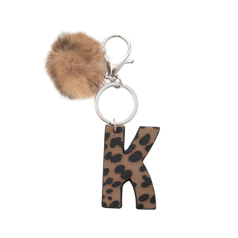 Leopard Letter Keychain | Leather Alphabet Charm | Western