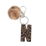 Leopard Letter Keychain | Leather Alphabet Charm | Western
