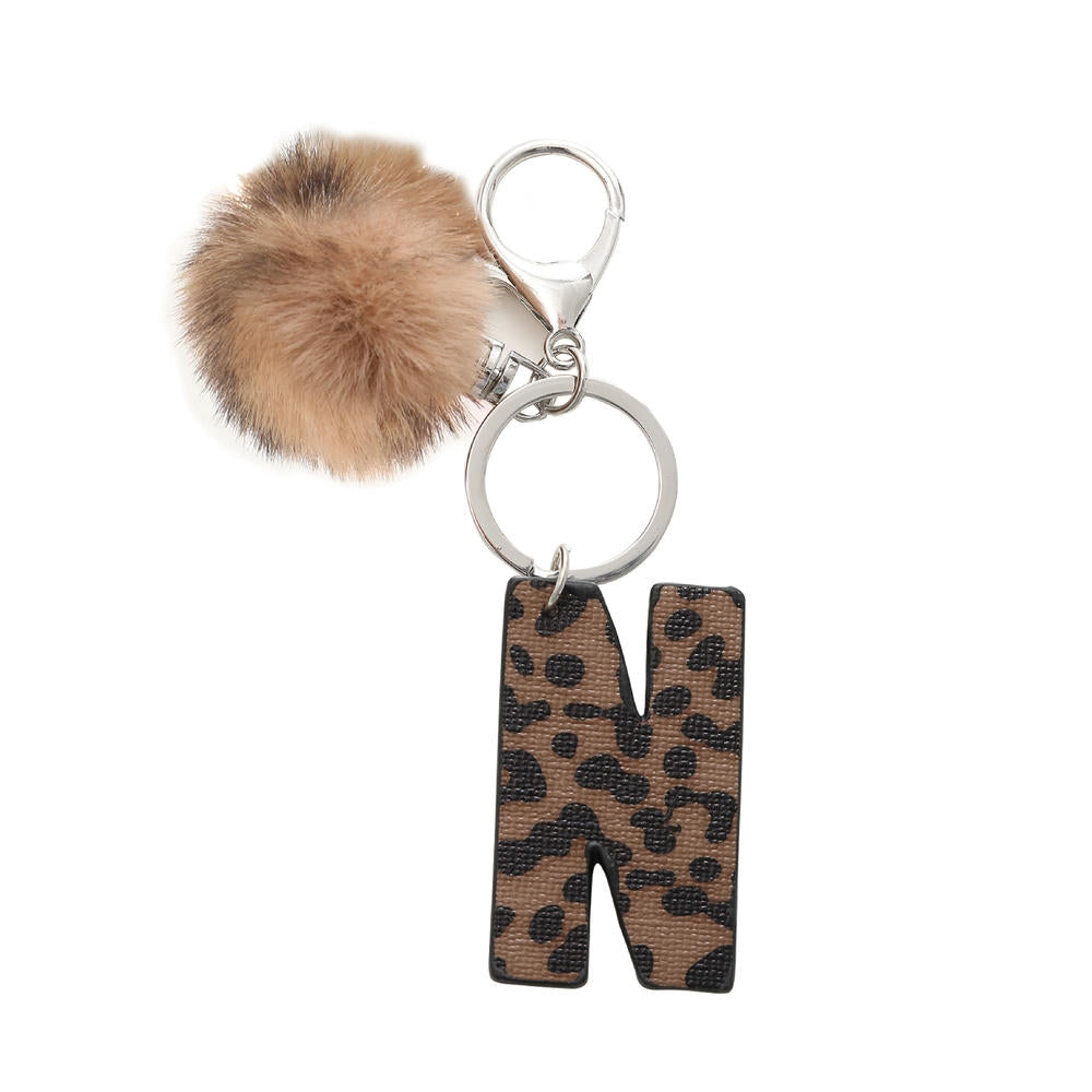 Leopard Letter Keychain | Leather Alphabet Charm | Western
