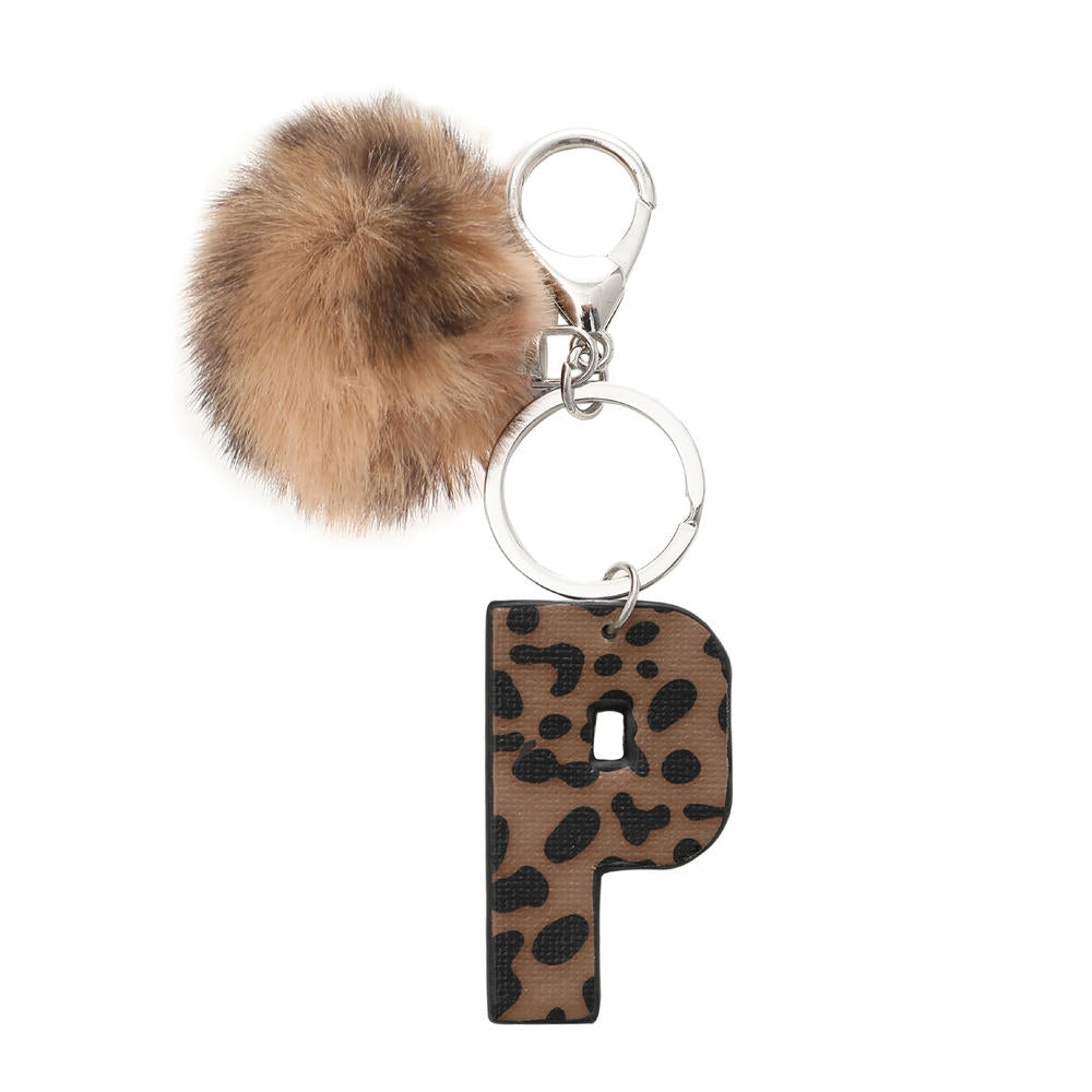 Leopard Letter Keychain | Leather Alphabet Charm | Western