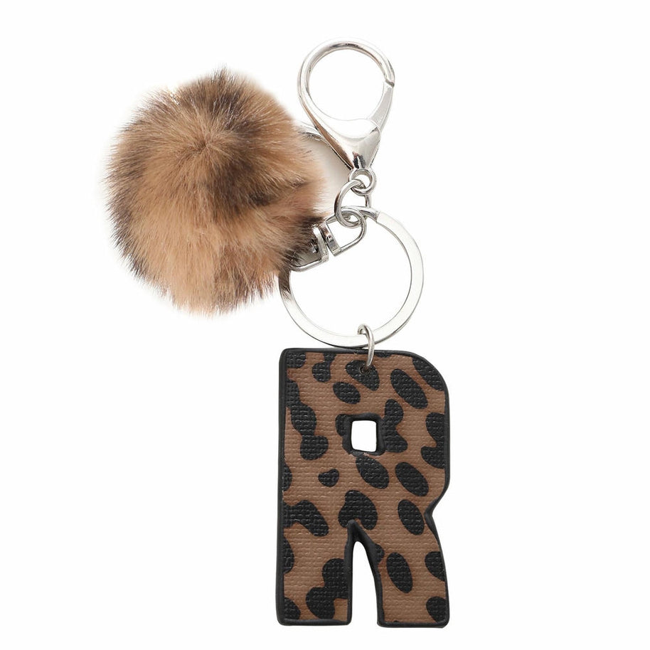 Leopard Letter Keychain | Leather Alphabet Charm | Western