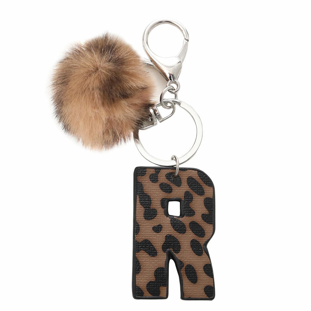 Leopard Letter Keychain | Leather Alphabet Charm | Western