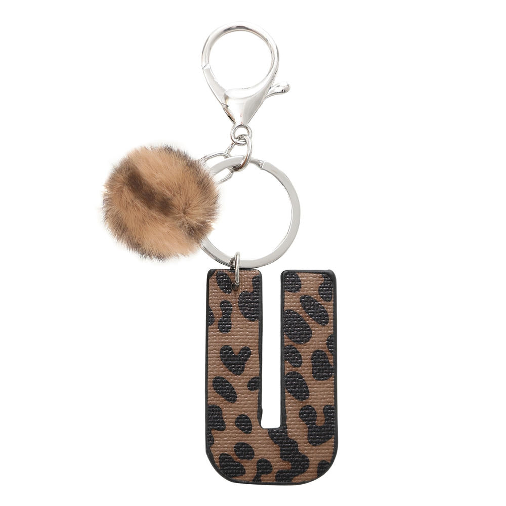Leopard Letter Keychain | Leather Alphabet Charm | Western