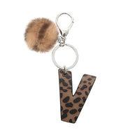 Leopard Letter Keychain | Leather Alphabet Charm | Western