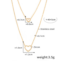 CZ Double Layer Heart Necklace