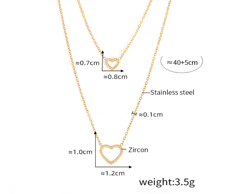 CZ Double Layer Heart Necklace