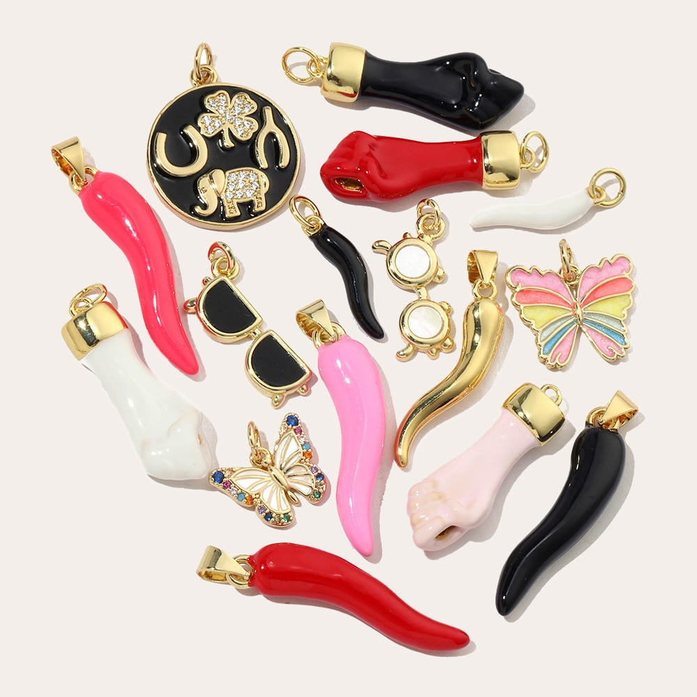 Butterfly Glove Pendant | Enamel Colorful Pepper Charm