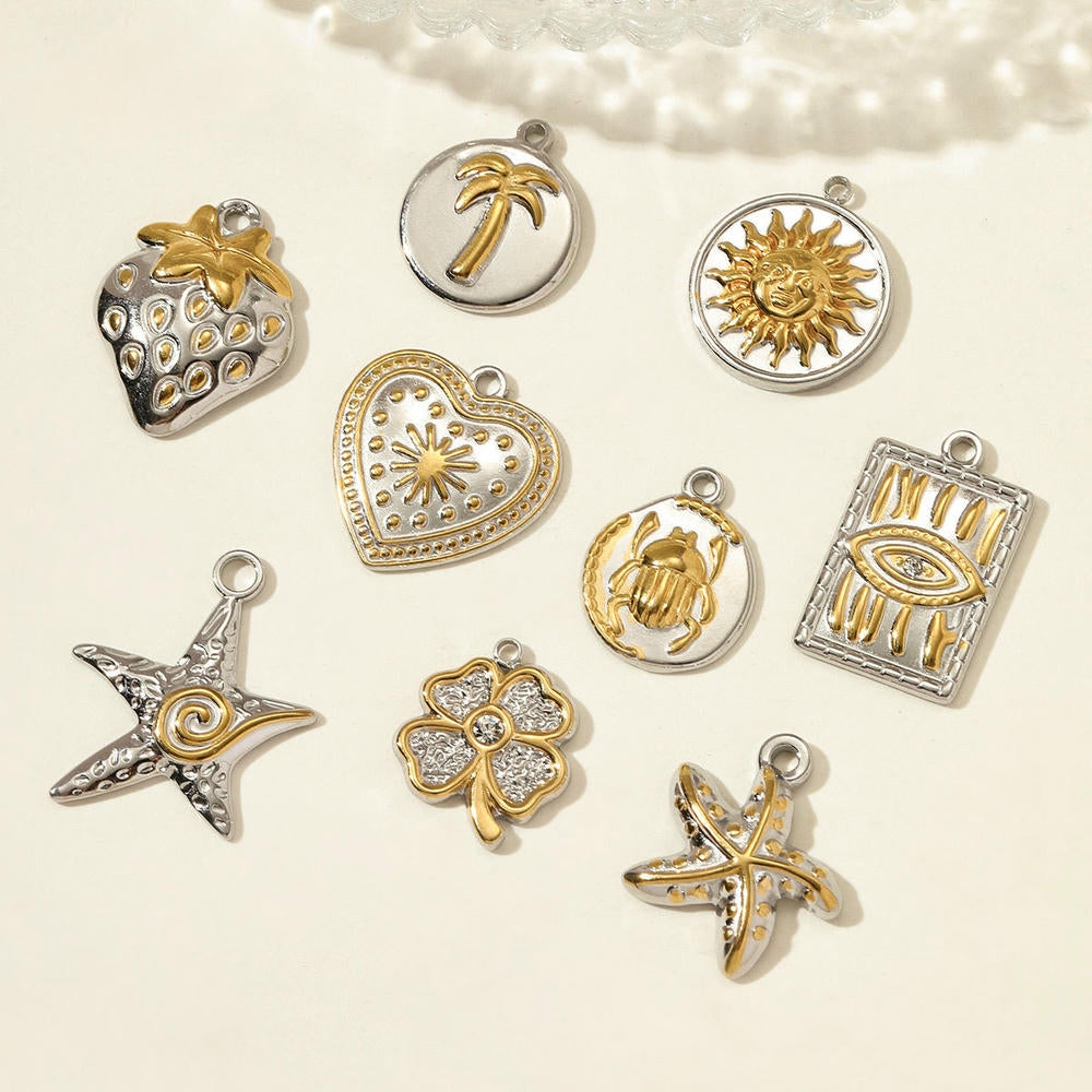 Sun Palm Tree Pendant | Two-tone Playful Strawberry Charm