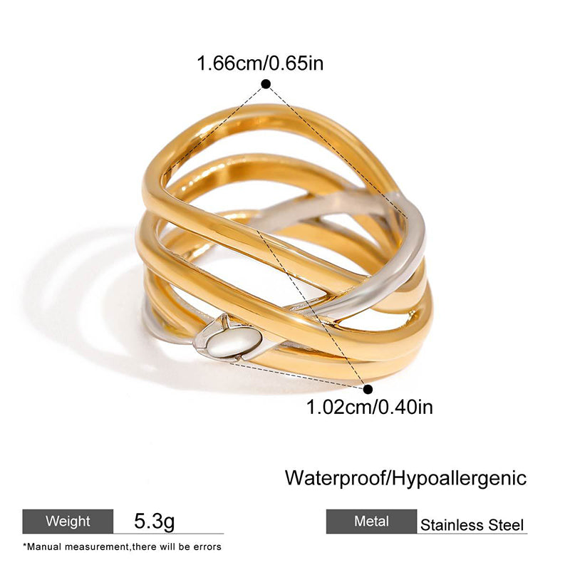 Crossover Stainless Steel Snake Ring