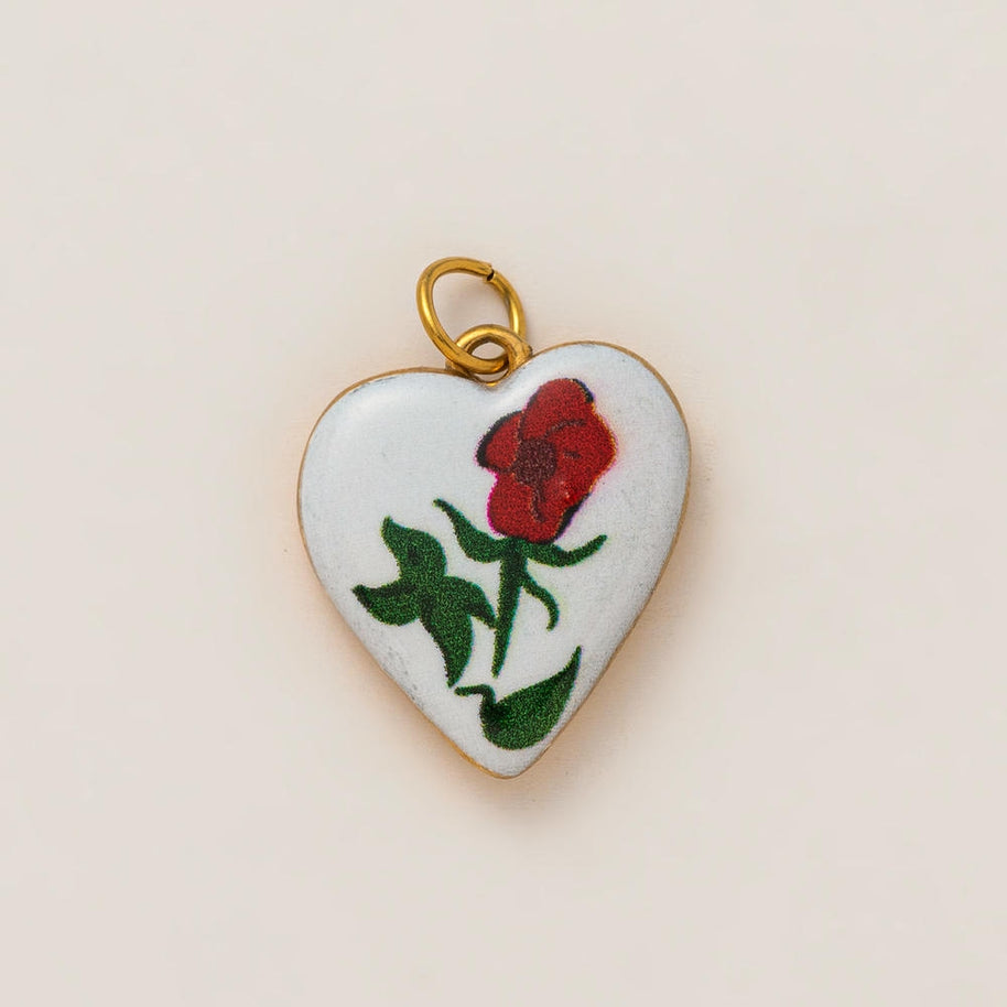 DIY Flower Grass Pendant Heart Print Colorful Charm JX252601S