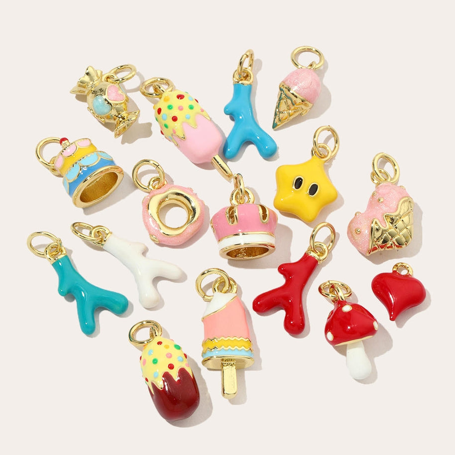 Ice Cream Candy Pendant | Enamel Mushroom Drop Charm