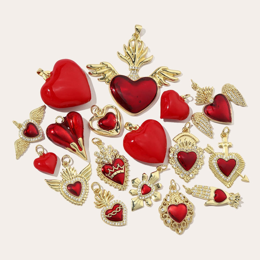 3D Heart Pendant | Enamel Zircon Love Charm Holiday Gifts