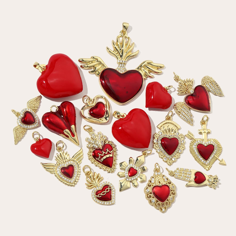 3D Heart Pendant | Enamel Zircon Love Charm Holiday Gifts