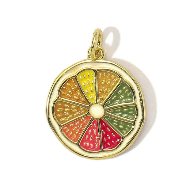 Fruit Donut Pendant | Durian Strawberry Enamel Charm