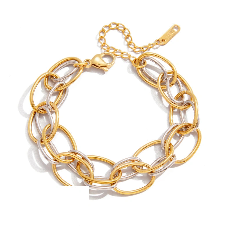 Two-Tone Steel Bracelet | Modern Stacking Cuff for Women