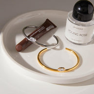 Zircon Bracelet | Open-Cuff Steel Non-Tarnish Women's Bangle