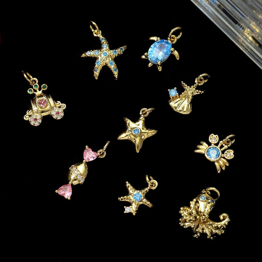 Sea Star Crab Pendant | Fairytale Ocean Life Enamel Charm