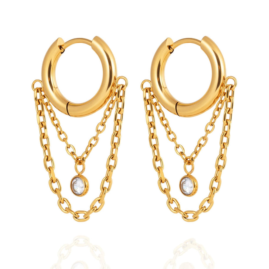 Fringe Hoop Earring | Gold Plated Stainless | Luxury Women's