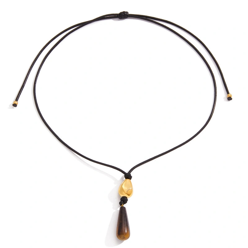Popular Black Rope Necklace | 18K Gold Plated Sweater Chain