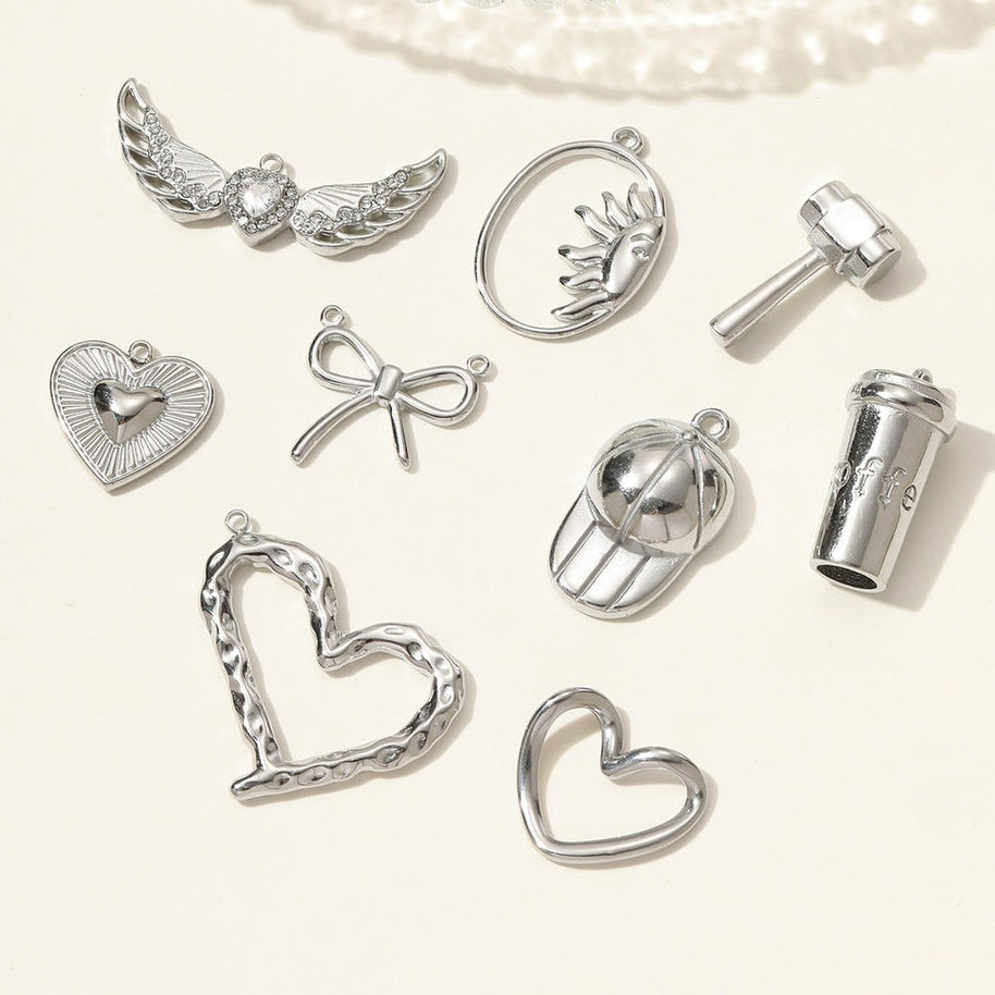 Mirror Heart Pendant | Modern Butterfly Wing Baseball Charm