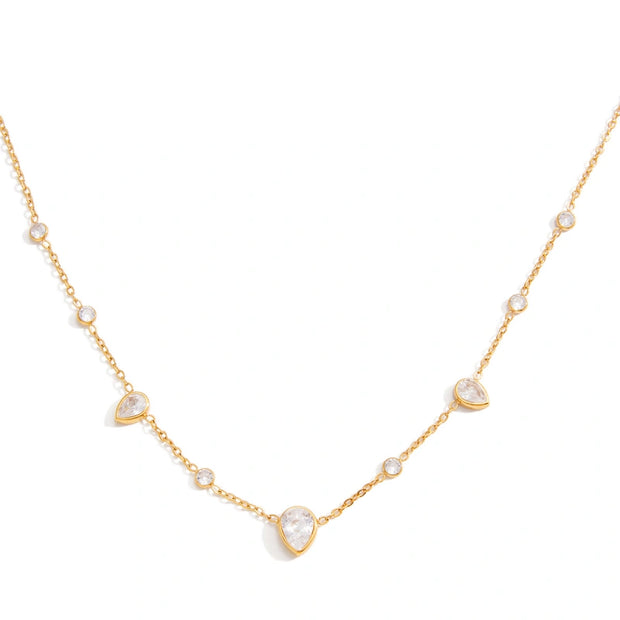 Designer Zirconium Necklace | 18K Gold Plated Steel Choker