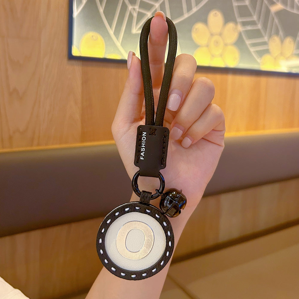 Letter Keychain | Round Leather Charm | Minimalist Gift