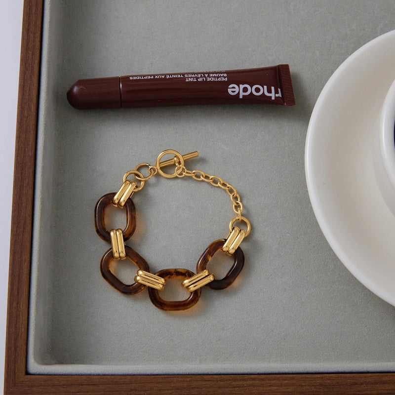 Amber Resin OT-Cuff | Fade-Resistant Steel Bracelet