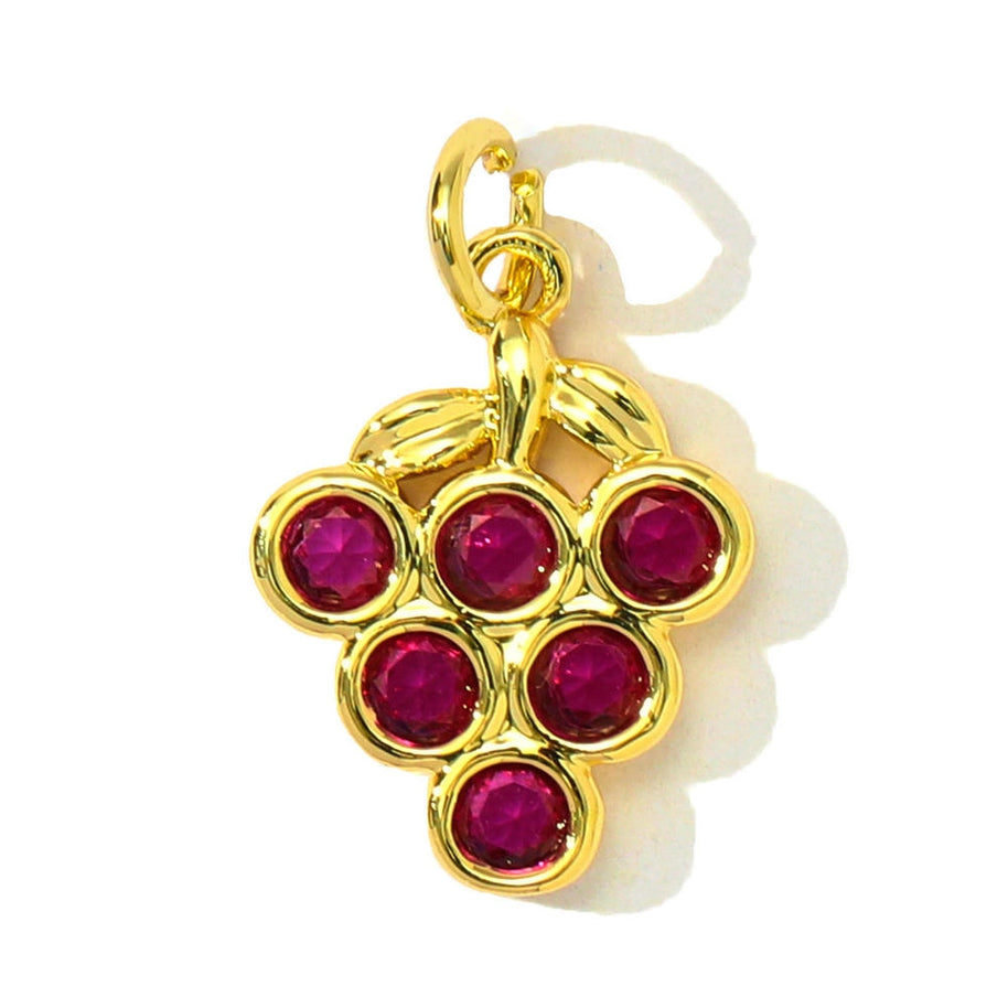 Cherry Grape Pendant | Zircon Inlay Enamel Fruit Drop Charm